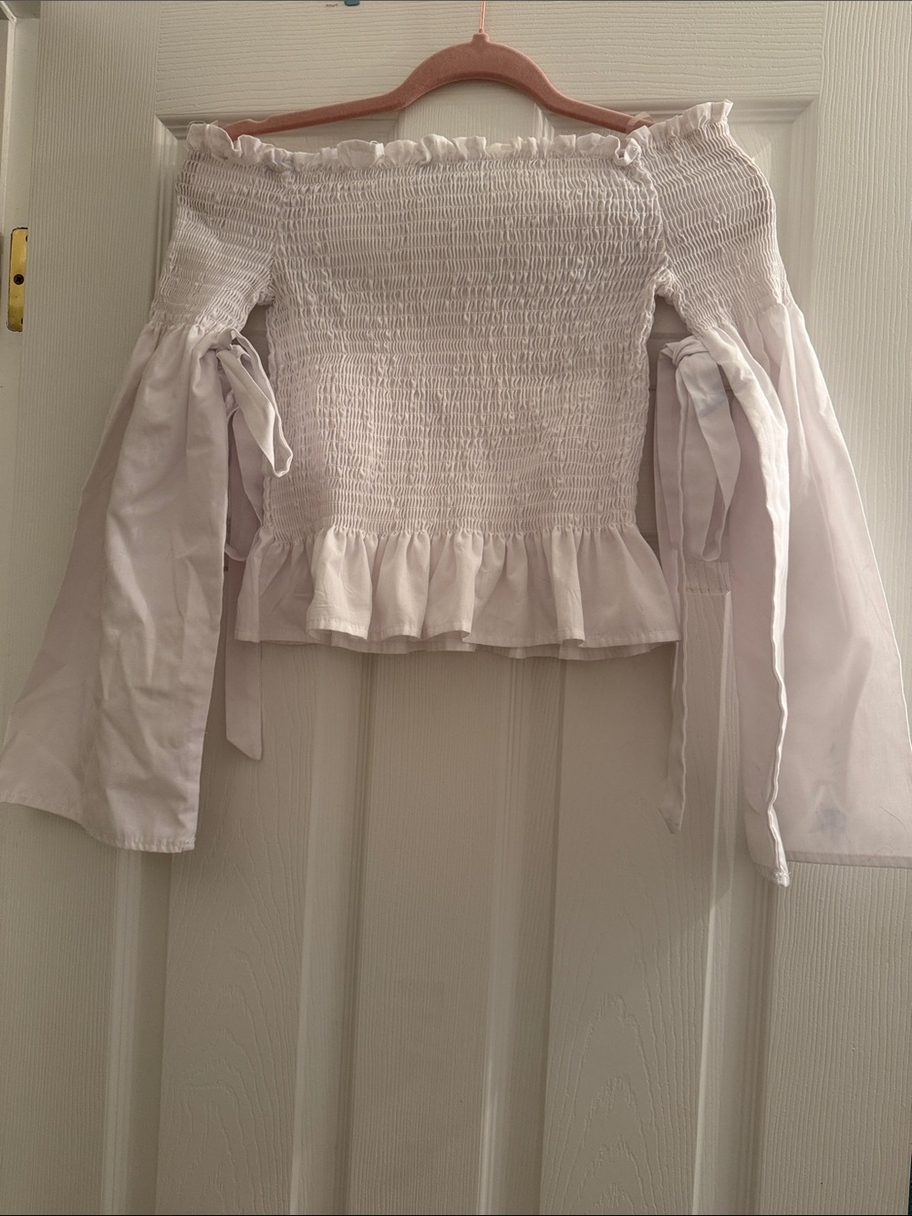Rue21 White Smocked Off-Shoulder Peplum Blouse